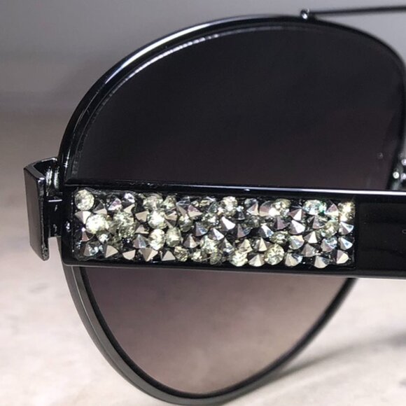 Juicy Couture Black Bedazzled Aviator Sunglasses - Picture 4 of 5